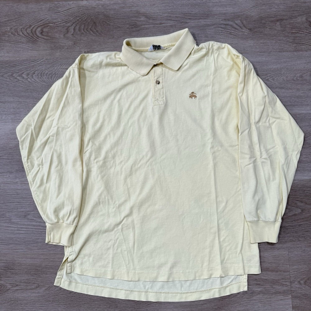 Vintage Brooks Brothers Golden Fleece Long Sleeve Rugby Polo Mens L Yellow USA